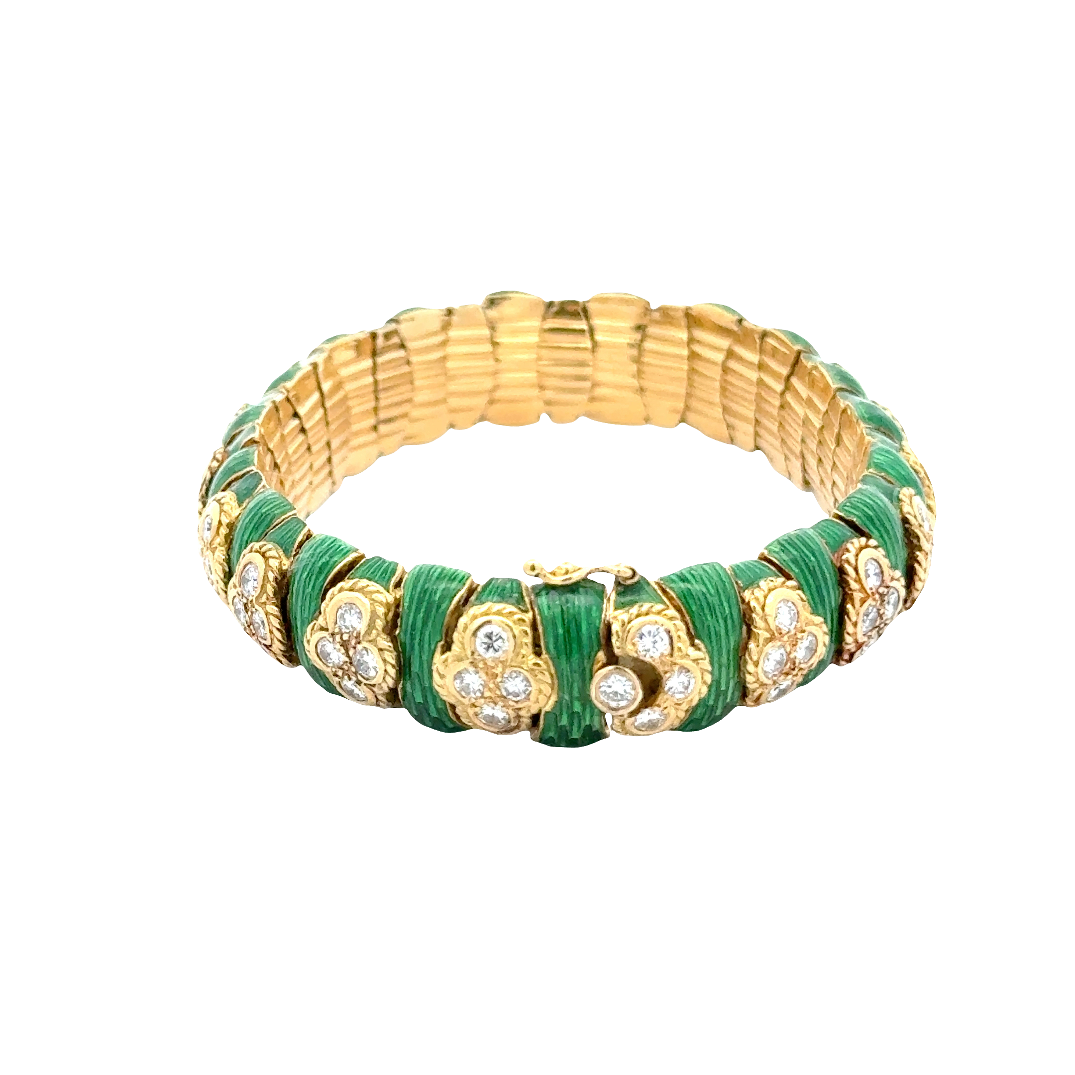18 KARAT YELLOW GOLD ENAMEL AND DIAMOND BRACELET