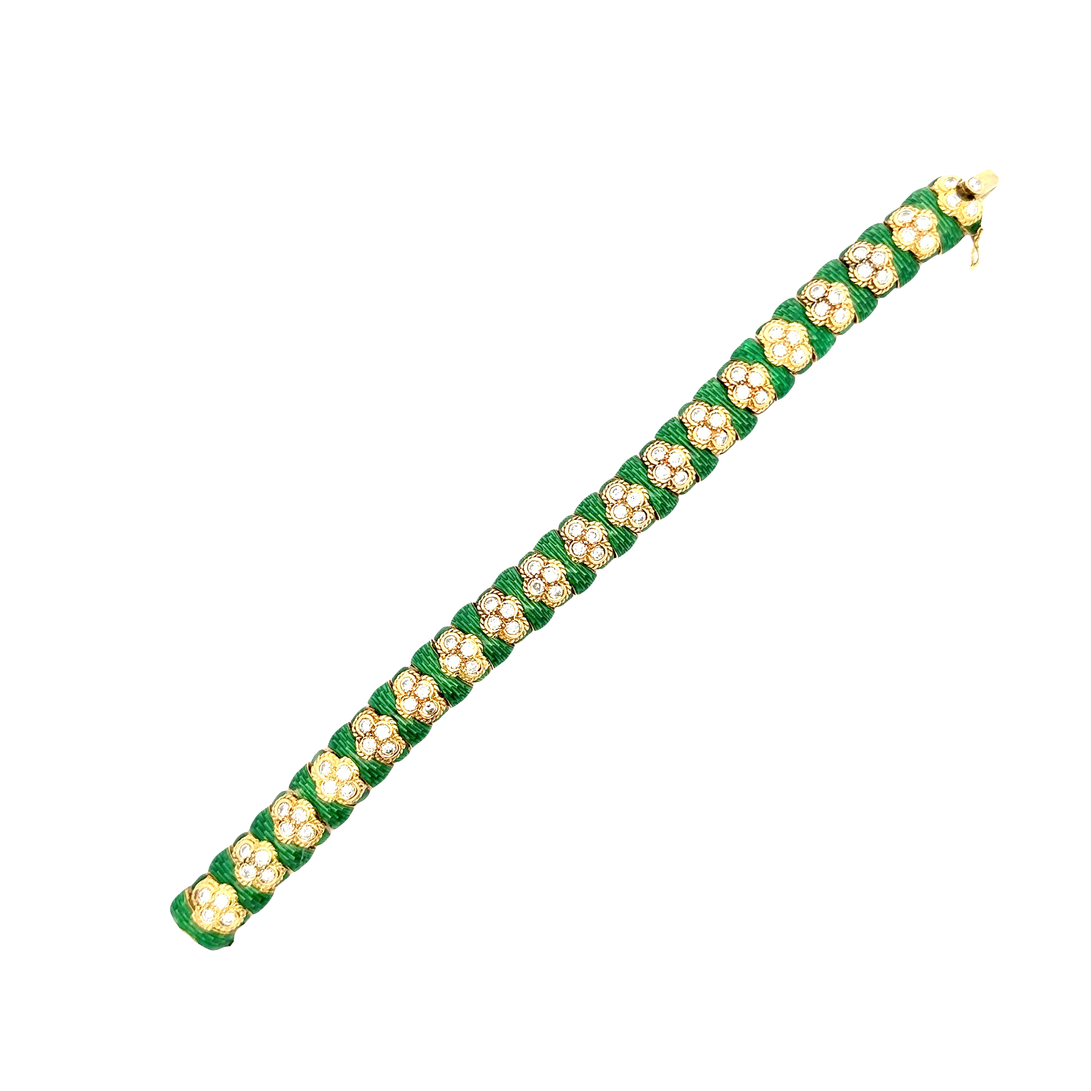 18 KARAT YELLOW GOLD ENAMEL AND DIAMOND BRACELET