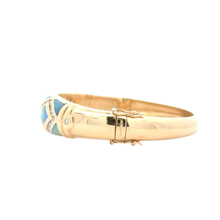 14 KARAT GOLD OPAL AND DIAMOND BRACELET