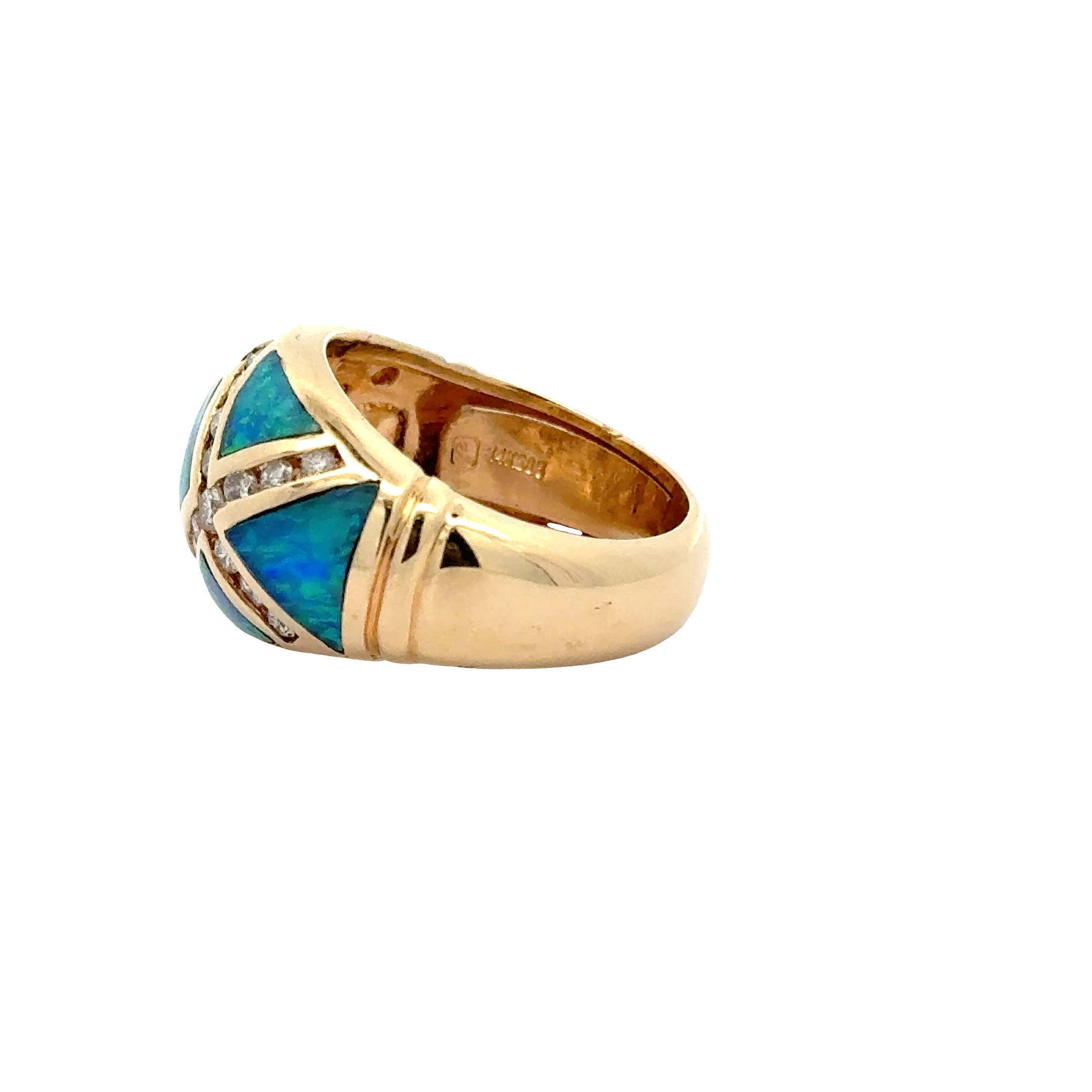 14 KARAT OPAL AND DIAMOND DOME RING