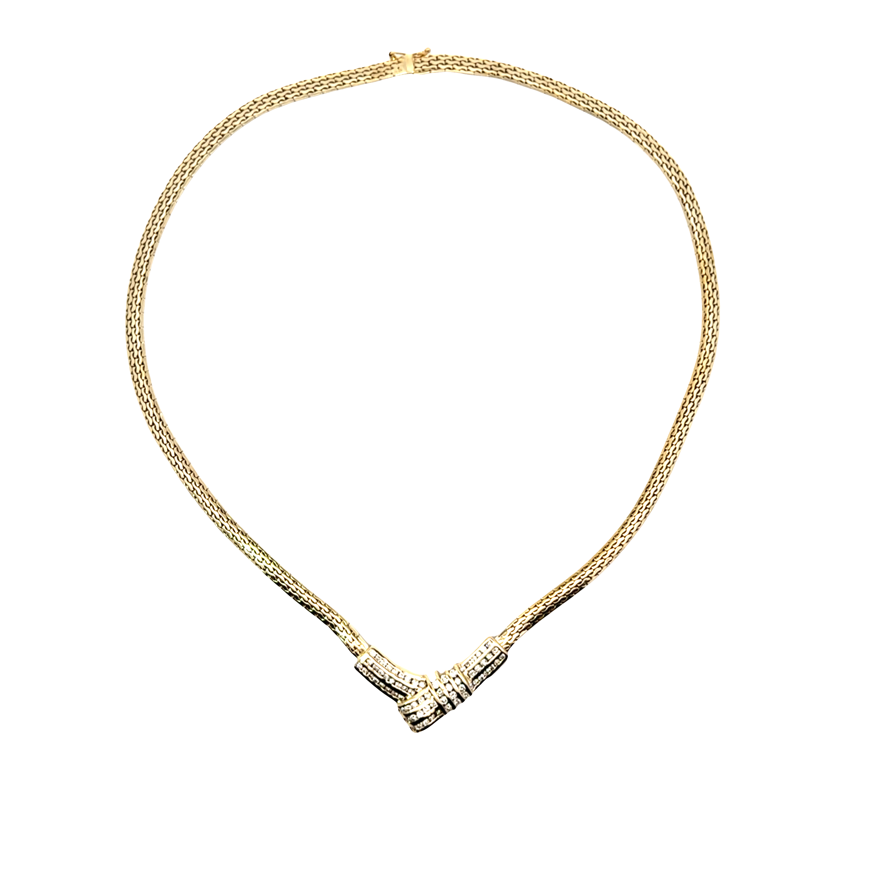 Yellow Gold Diamond Necklace with Round Cut Diamonds