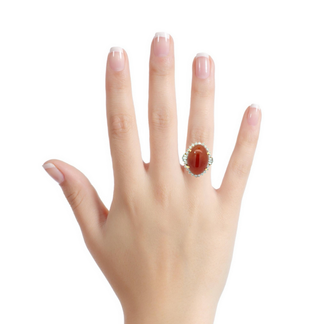 18 KARAT GOLD JADE AND DIAMOND COCKTAIL RING