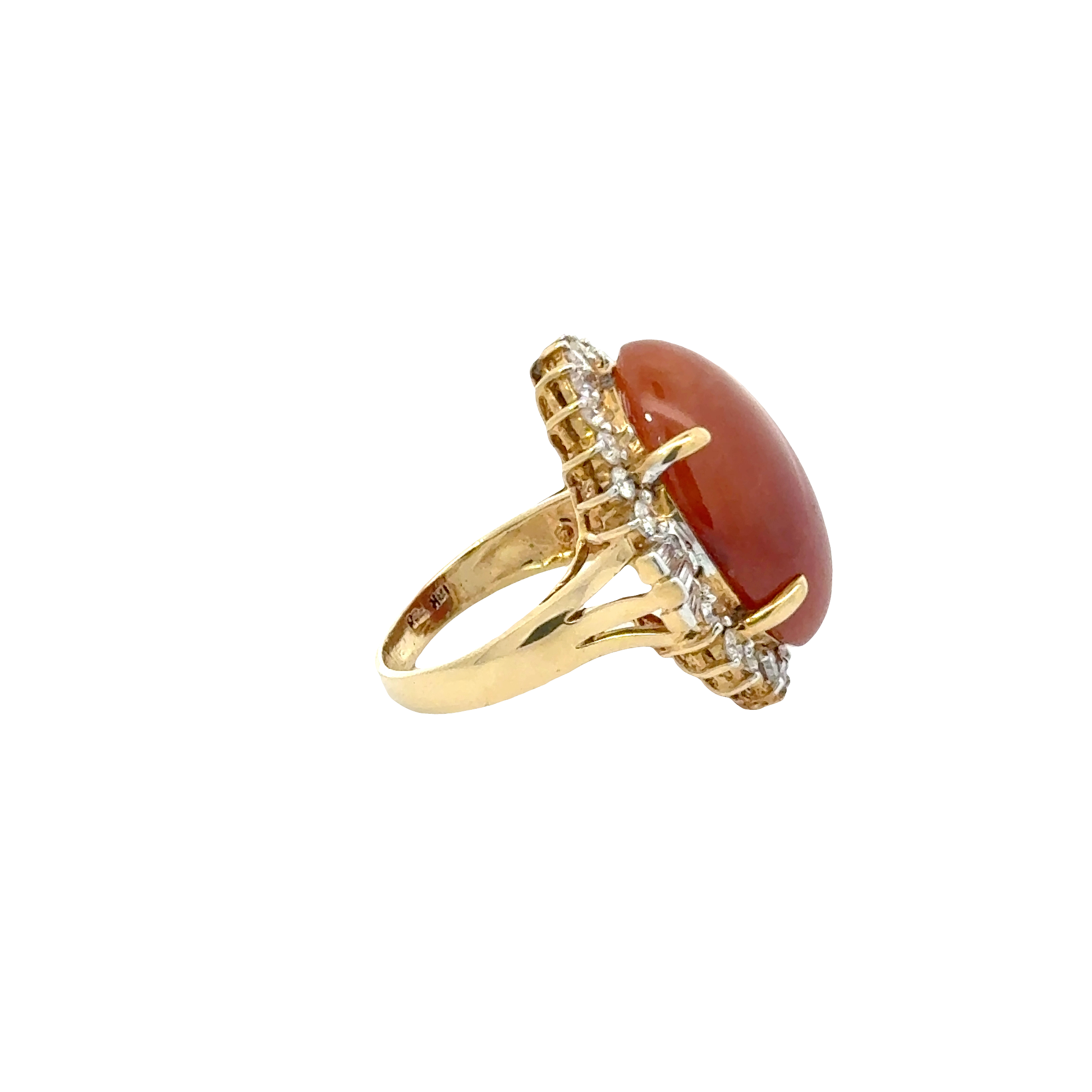 18 KARAT GOLD JADE AND DIAMOND COCKTAIL RING