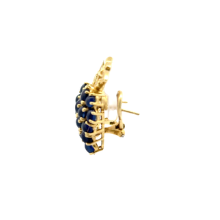 TIFFANY & CO. 18 KARAT YELLOW GOLD SAPPHIRE AND DIAMOND EARRINGS