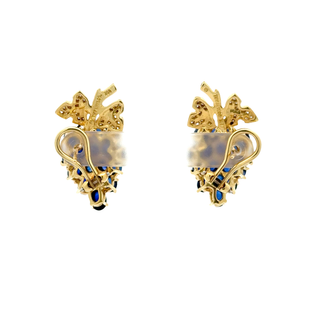 TIFFANY & CO. 18 KARAT YELLOW GOLD SAPPHIRE AND DIAMOND EARRINGS