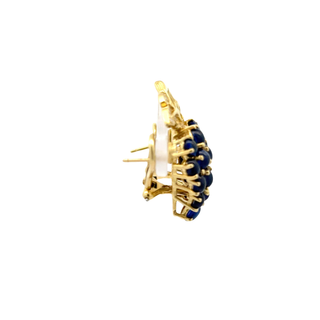 TIFFANY & CO. 18 KARAT YELLOW GOLD SAPPHIRE AND DIAMOND EARRINGS