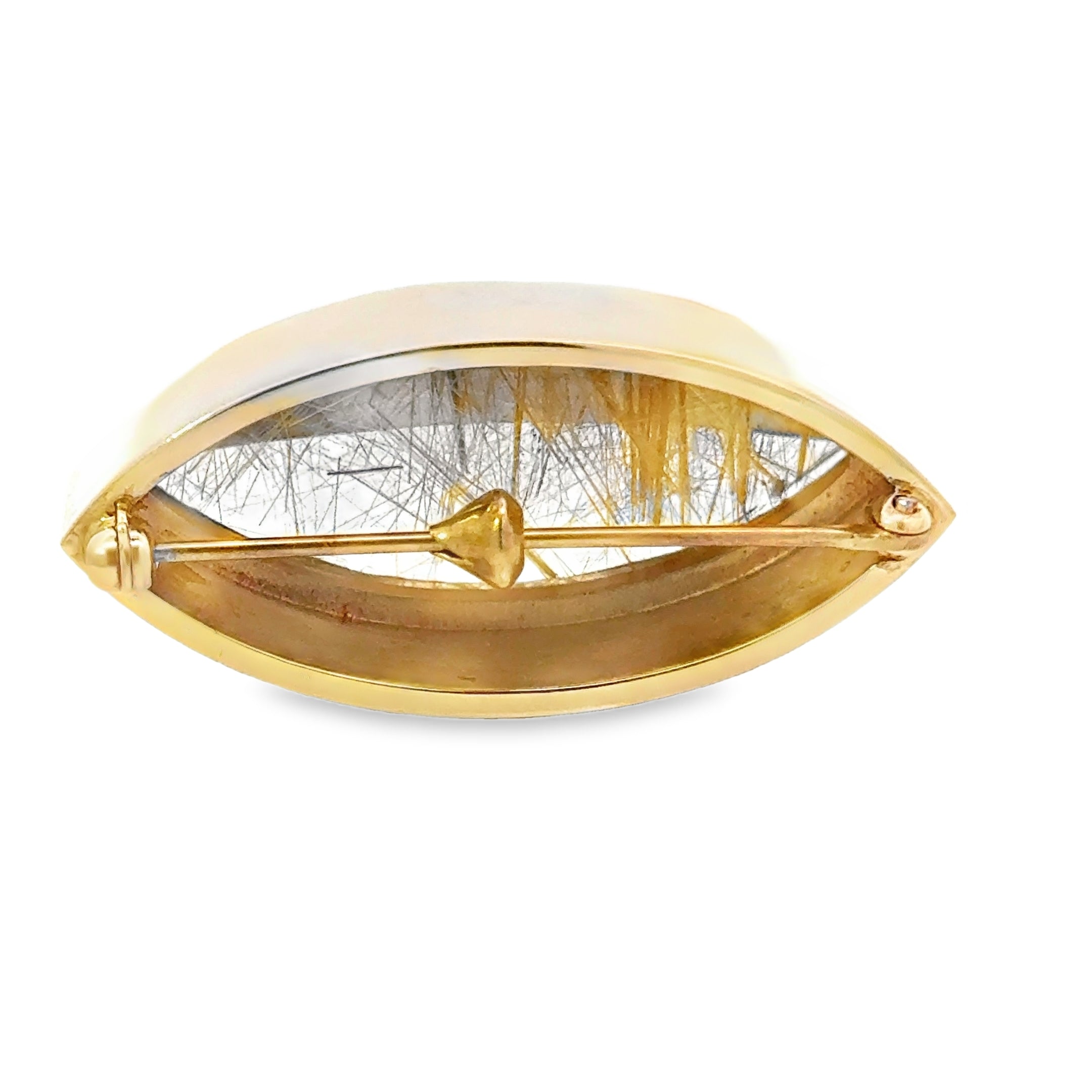 ESTATE 14 KARAT YELLOW GOLD RUTILATED QUARTZ BROOCH
