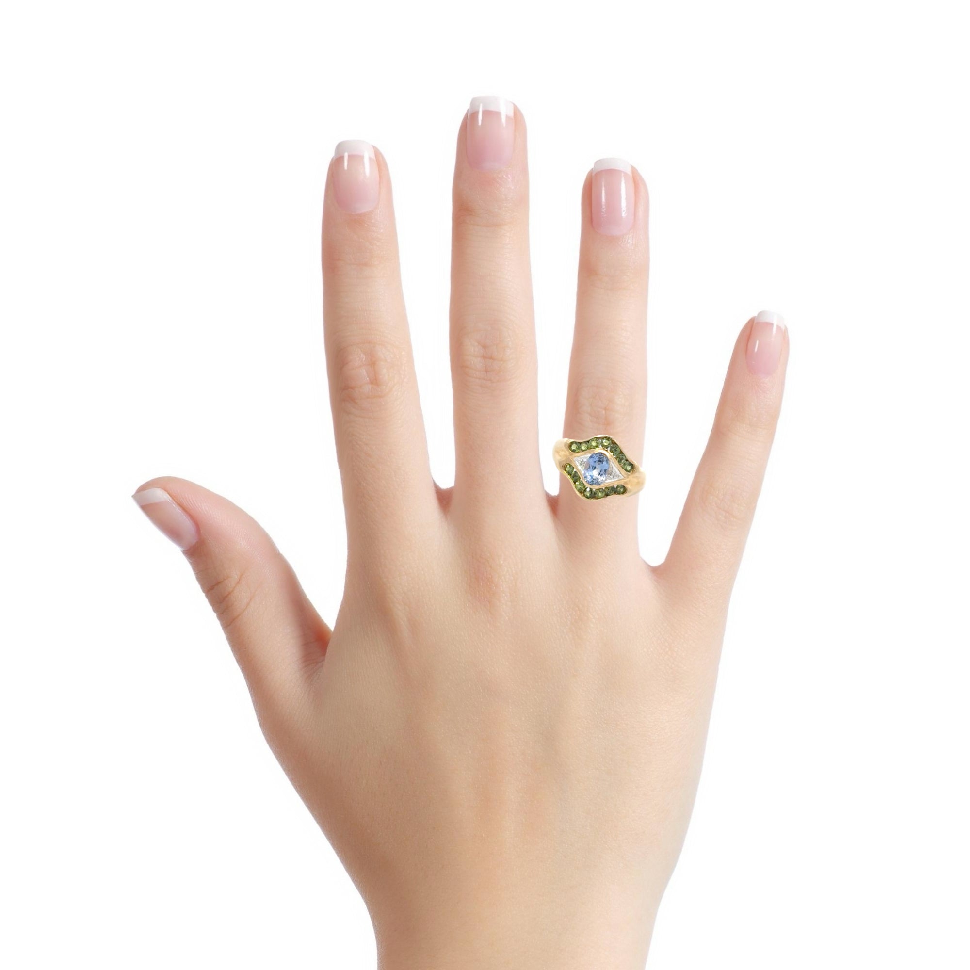 14 KARAT SAPPHIRE AND DIAMOND RING YELLOW GOLD RING