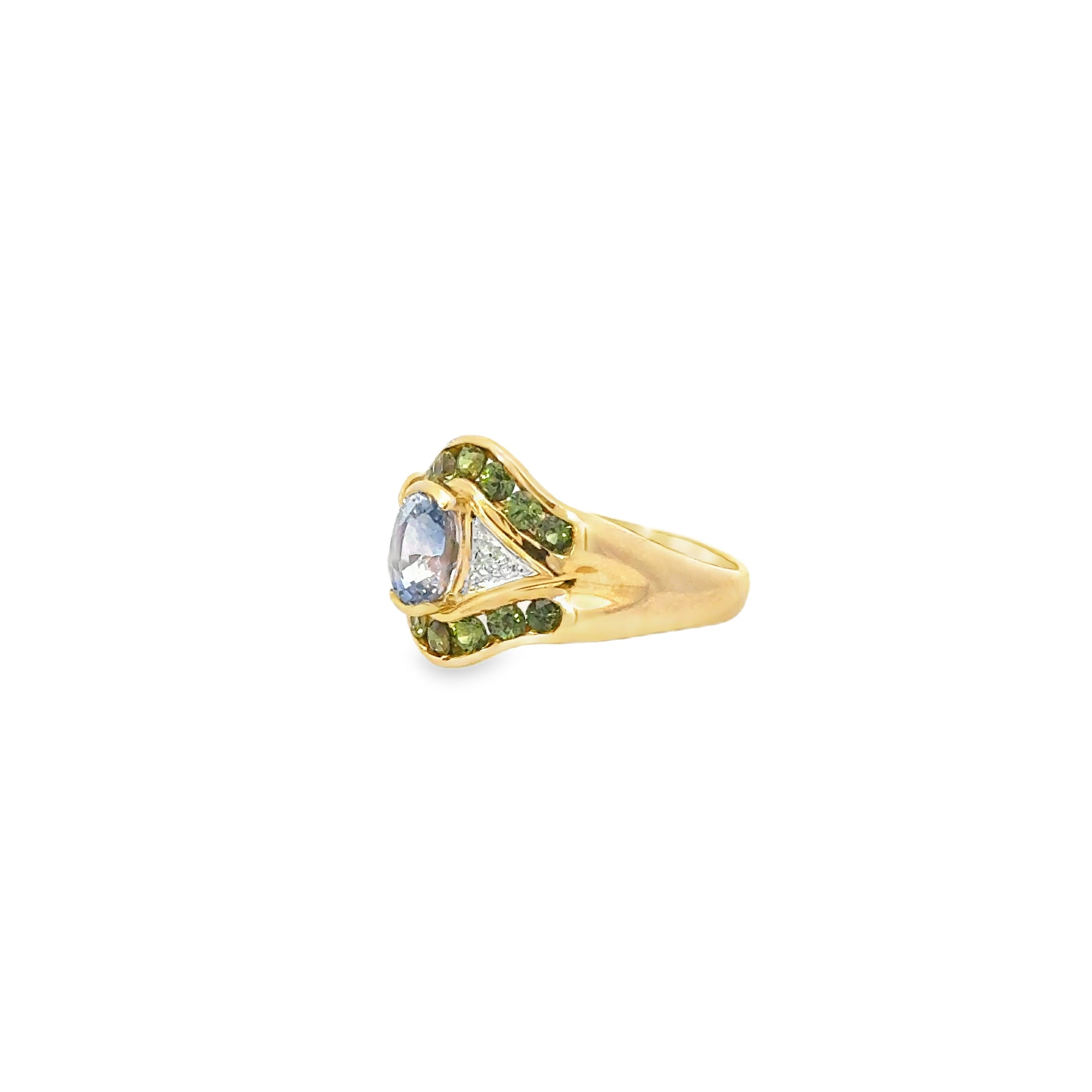 14 KARAT SAPPHIRE AND DIAMOND RING YELLOW GOLD RING