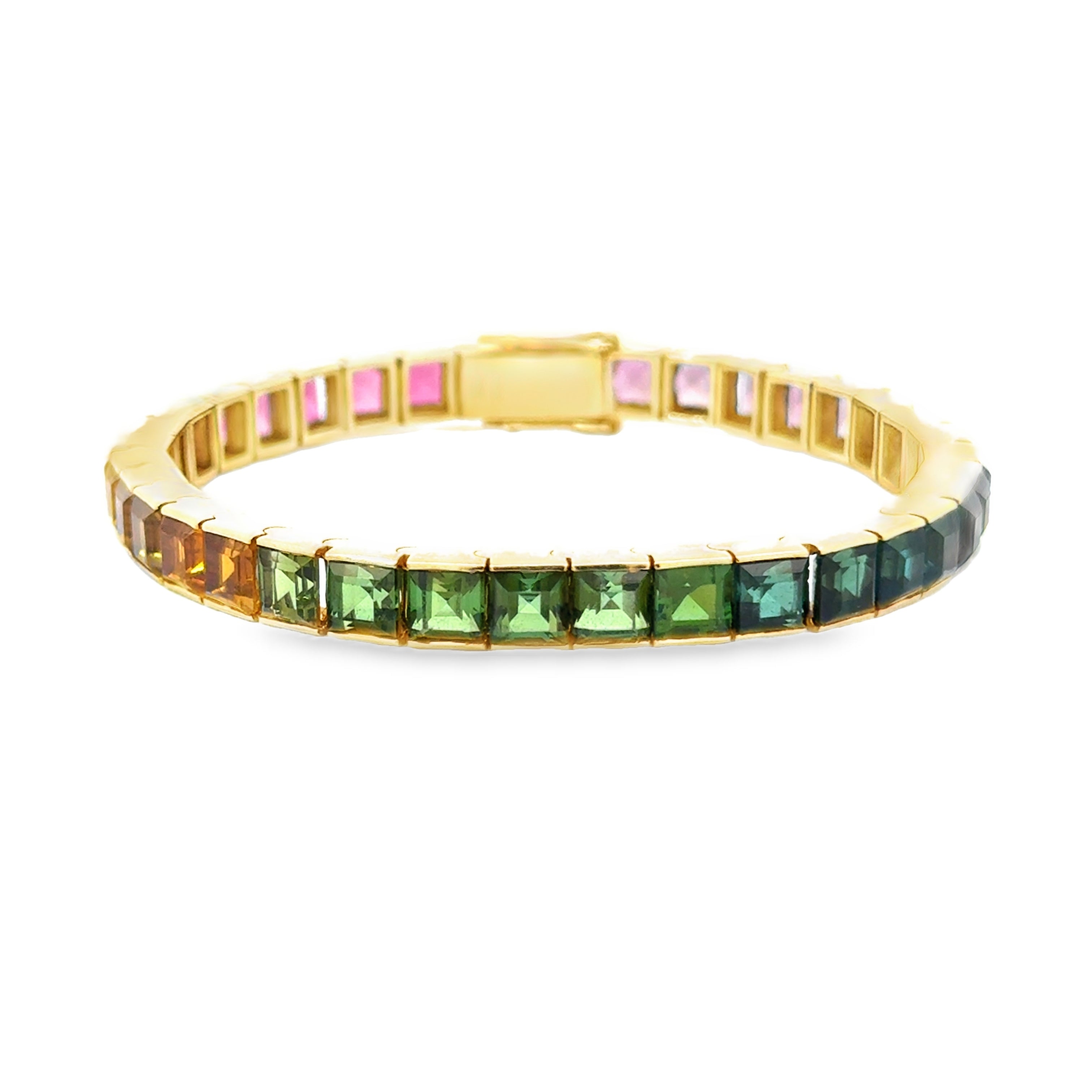 18 KARAT RAINBOW GEMSTONE TENNIS BRACELET