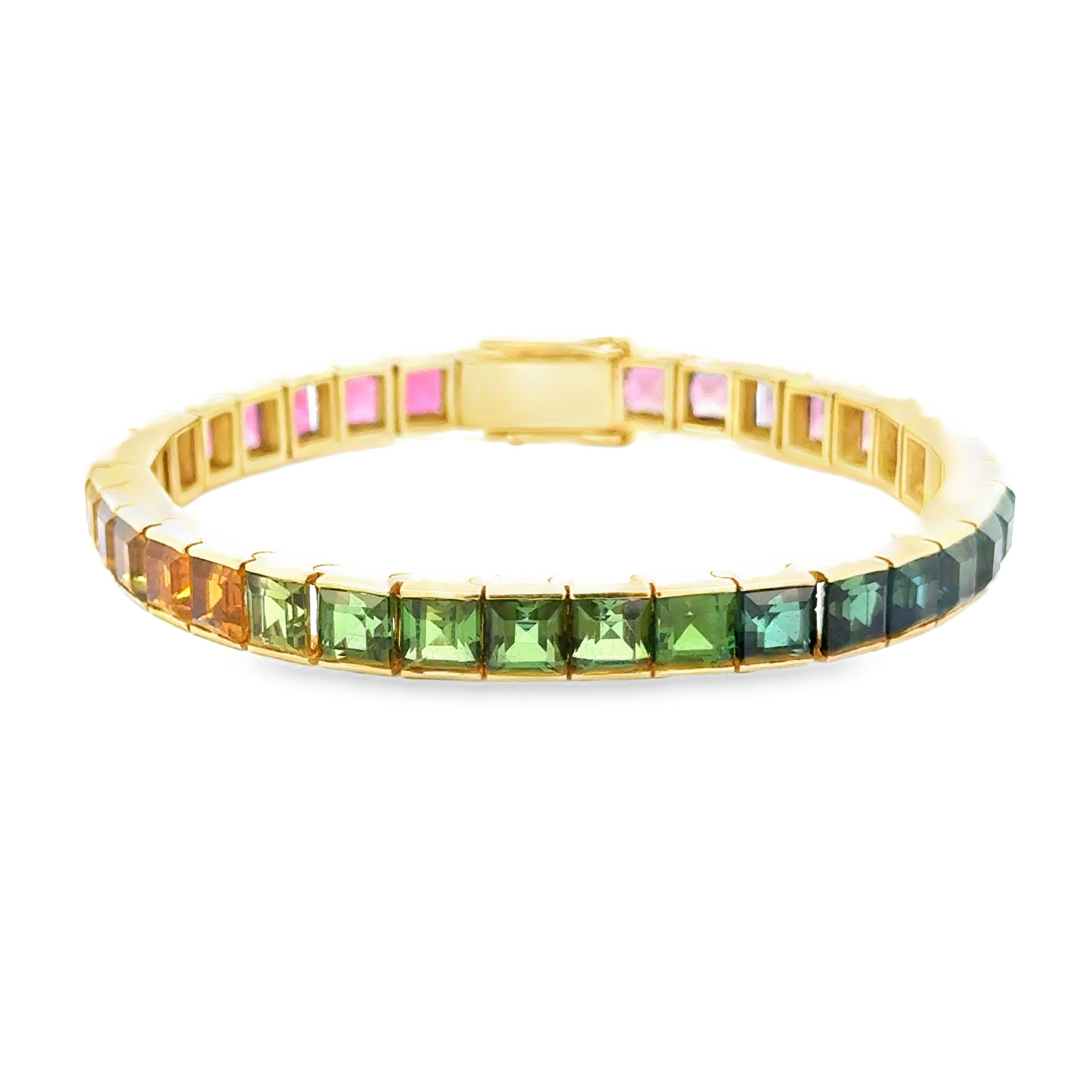 18 KARAT RAINBOW GEMSTONE TENNIS BRACELET