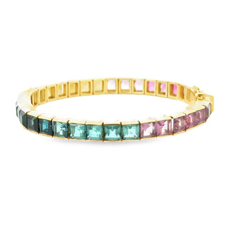 18 KARAT RAINBOW GEMSTONE TENNIS BRACELET