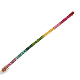 18 KARAT RAINBOW GEMSTONE TENNIS BRACELET