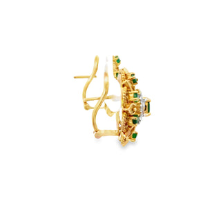 14 KARAT GOLD EMERALD AND DIAMOND EARRINGS