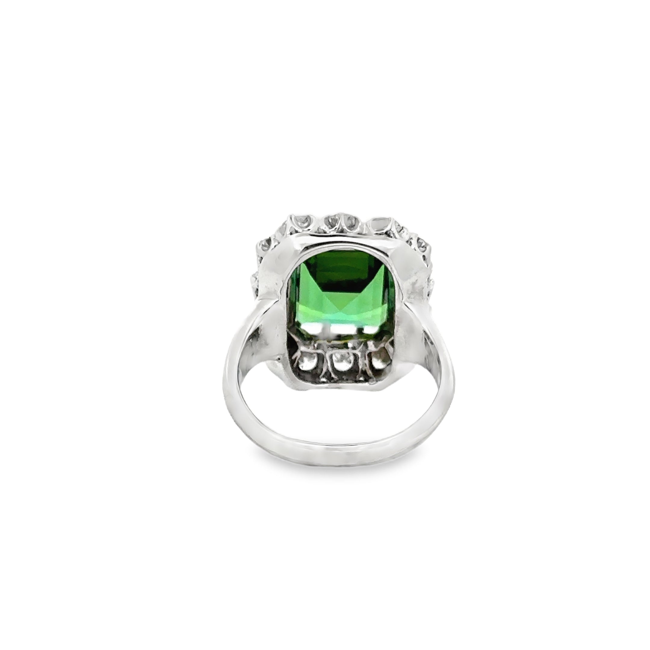 14 KARAT WHITE GOLD TOURMALINE AND DIAMOND COCKTAIL RING