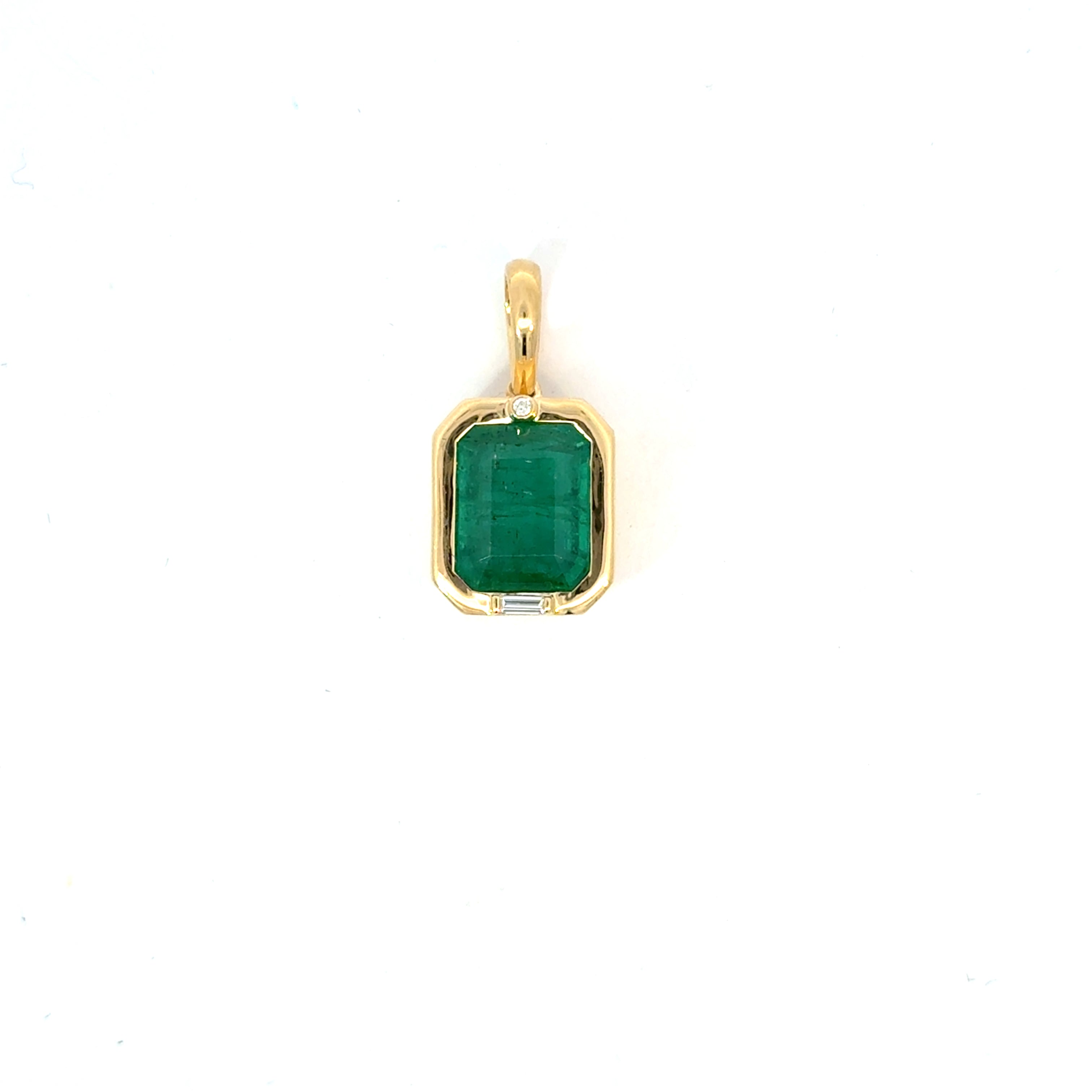 5.19 CARAT EMERALD AND DIAMOND BEZEL PENDANT