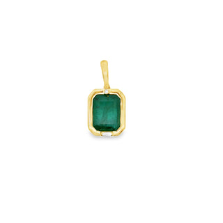 5.22 CARAT EMERALD AND DIAMOND BEZEL PENDANT
