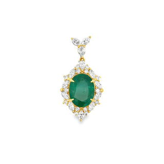 3.86 CARAT EMERALD AND DIAMOND PENDANT