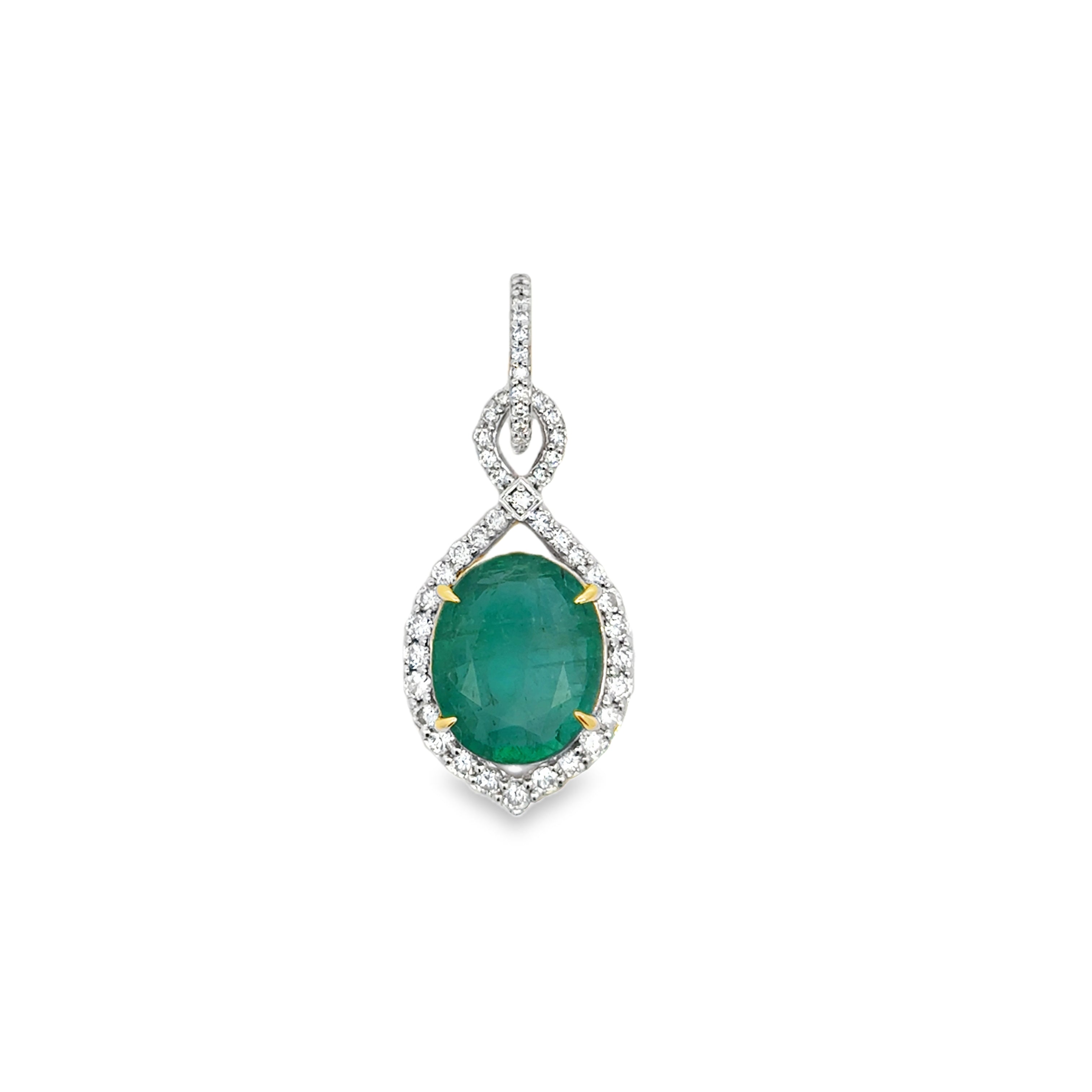 7.42 EMERALD AND DIAMOND 18K PENDANT