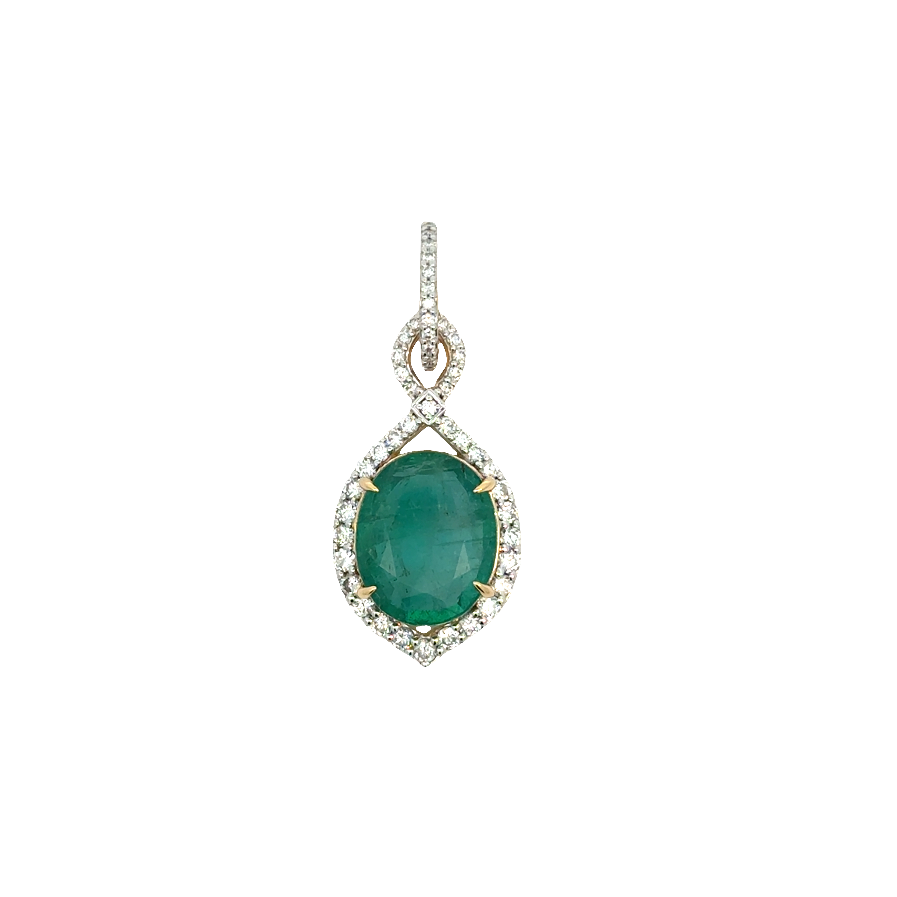 7.42 EMERALD AND DIAMOND 18K PENDANT