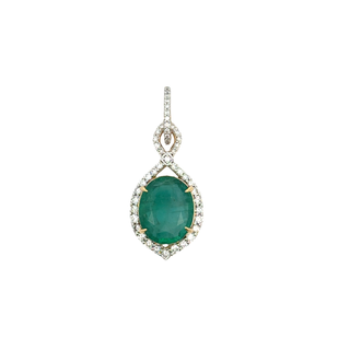 7.42 EMERALD AND DIAMOND 18K PENDANT