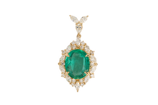 3.86 CARAT EMERALD AND DIAMOND PENDANT