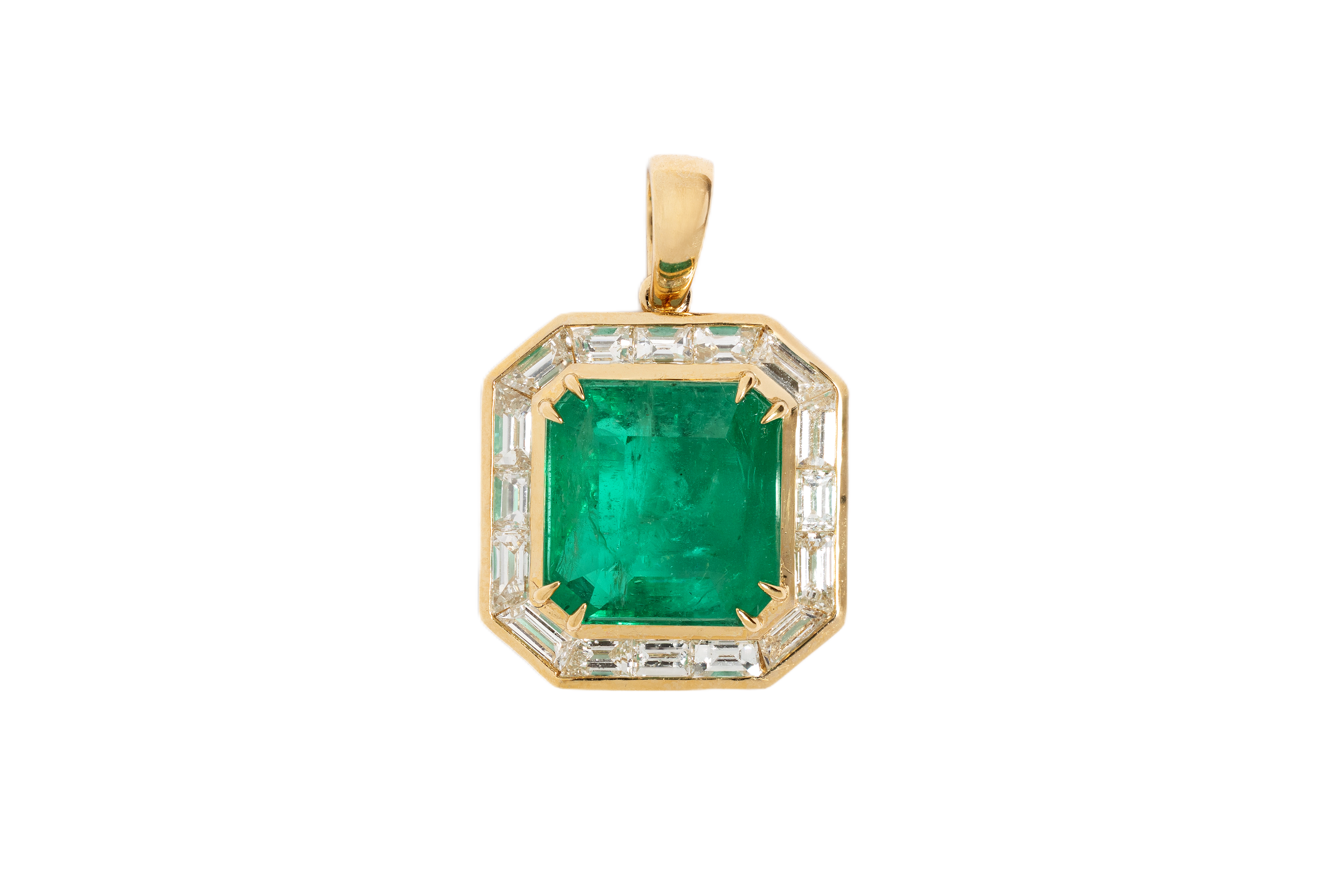 6.88 CARAT EMERALD AND DIAMOND PENDANT