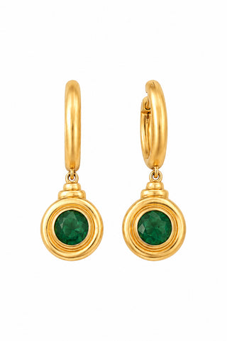 18K EMERALD PILLAR DROP EARRINGS