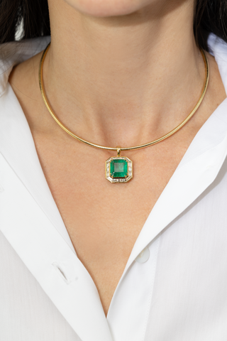 6.88 CARAT EMERALD AND DIAMOND PENDANT