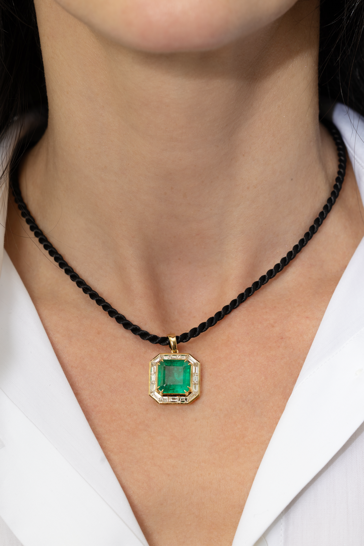 6.88 CARAT EMERALD AND DIAMOND PENDANT