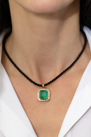 6.88 CARAT EMERALD AND DIAMOND PENDANT
