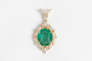 3.97 CARAT EMERALD AND DIAMOND PENDANT