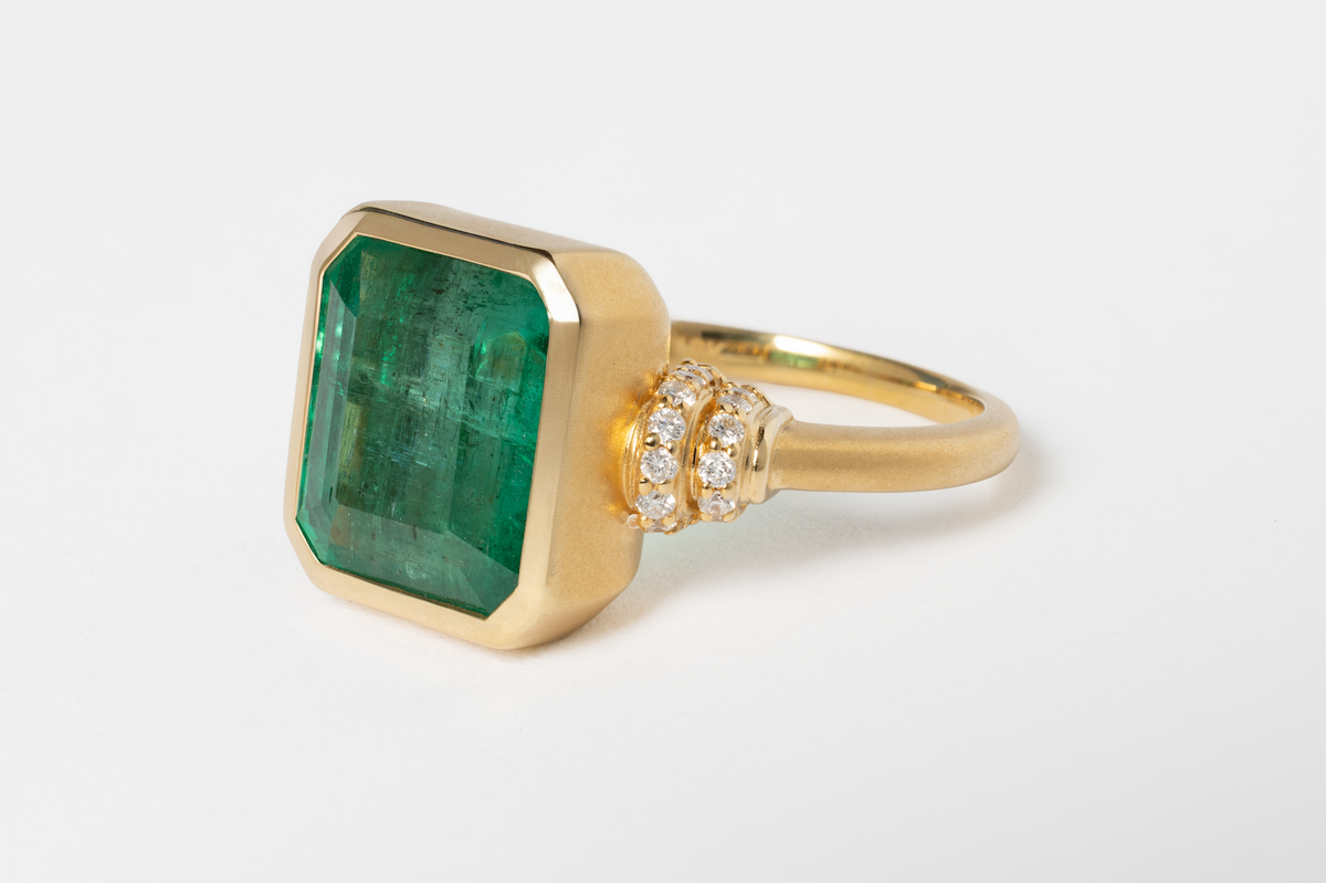 5.26 CARAT EMERALD AND DIAMOND RING