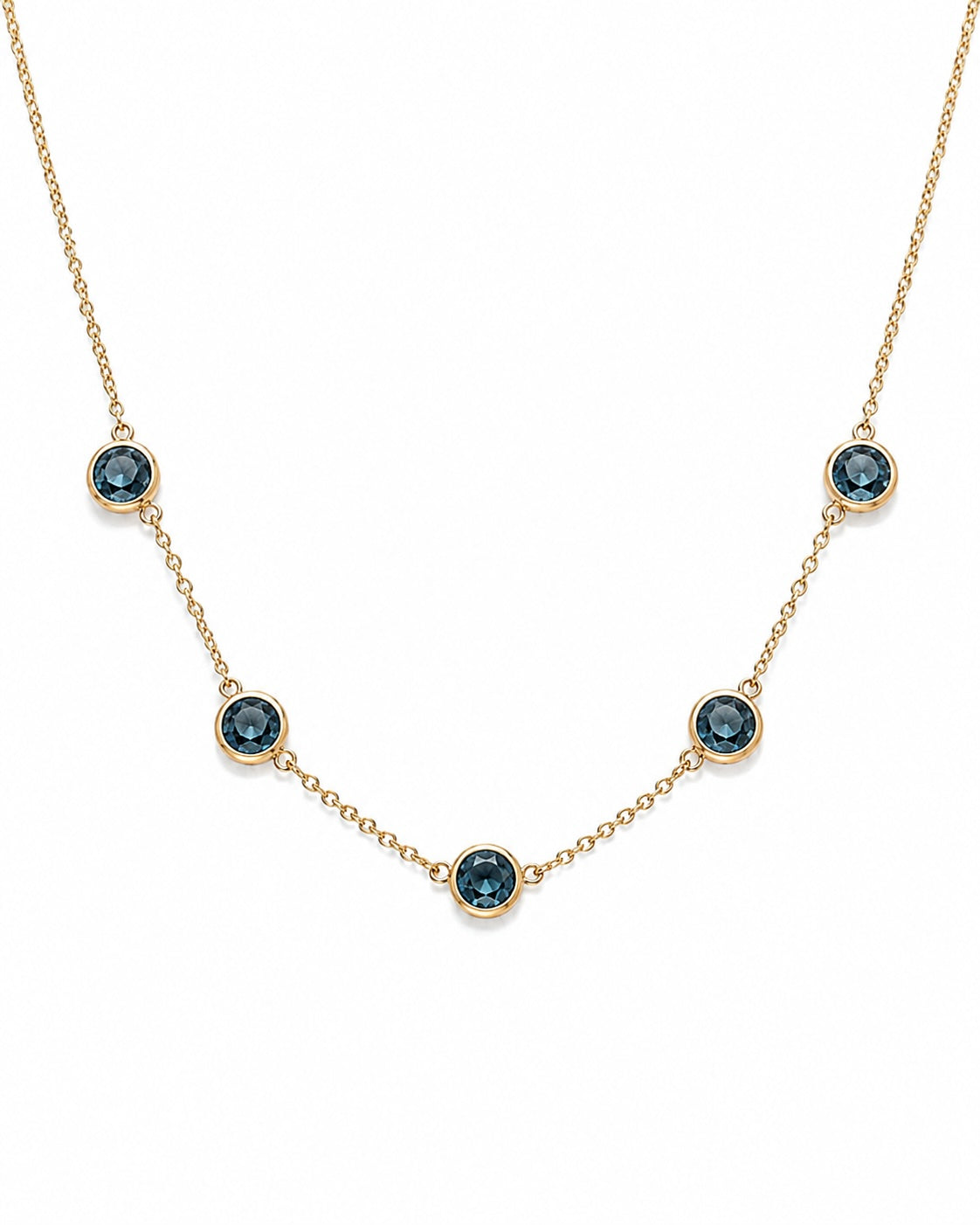 FIVE STONE MONTANA SAPPHIRE BEZEL NECKLACE
