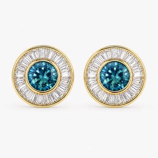 18K MONTANA SAPPHIRE AND DIAMOND EARRINGS