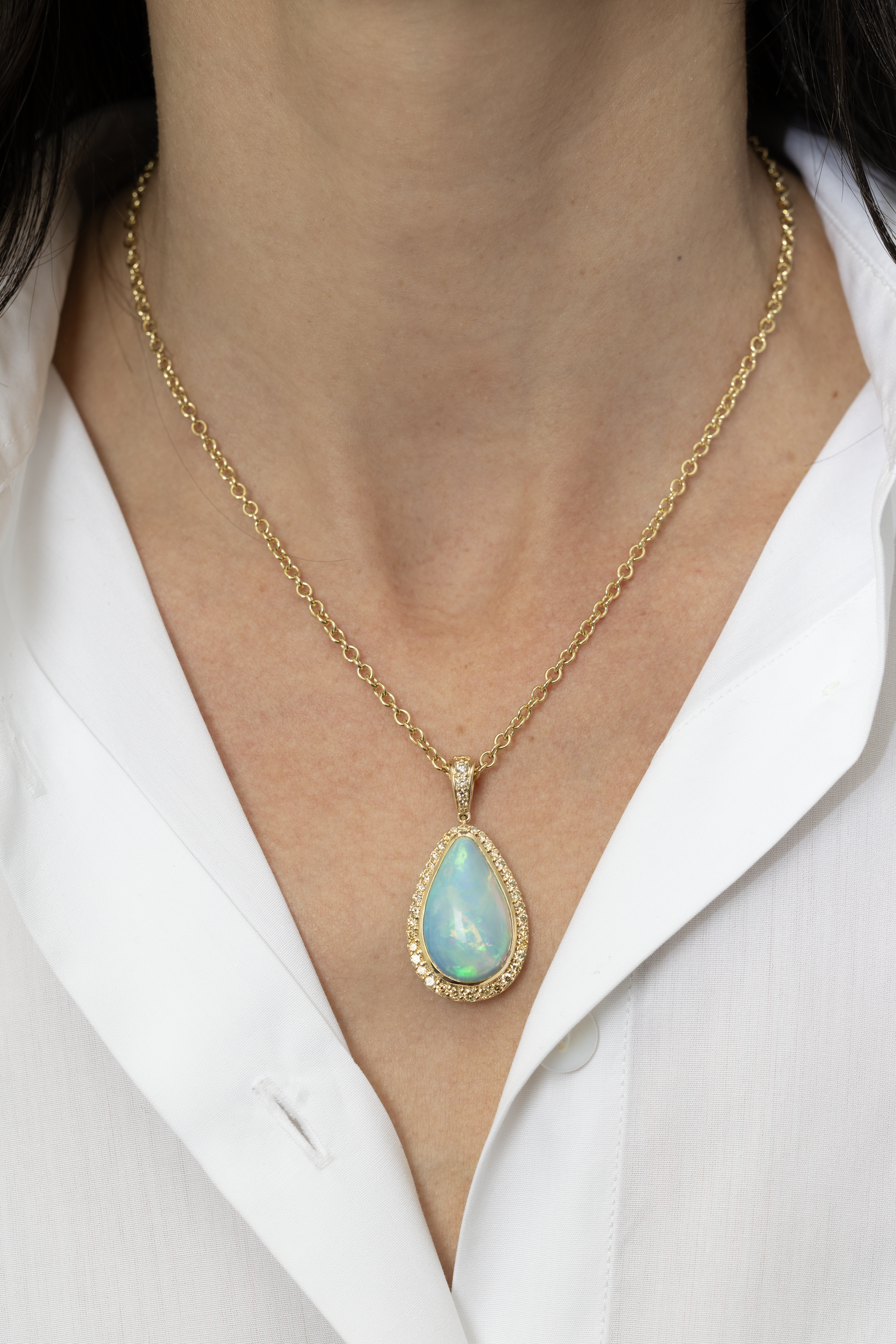 7.97 CARAT OPAL AND DIAMOND PENDANT