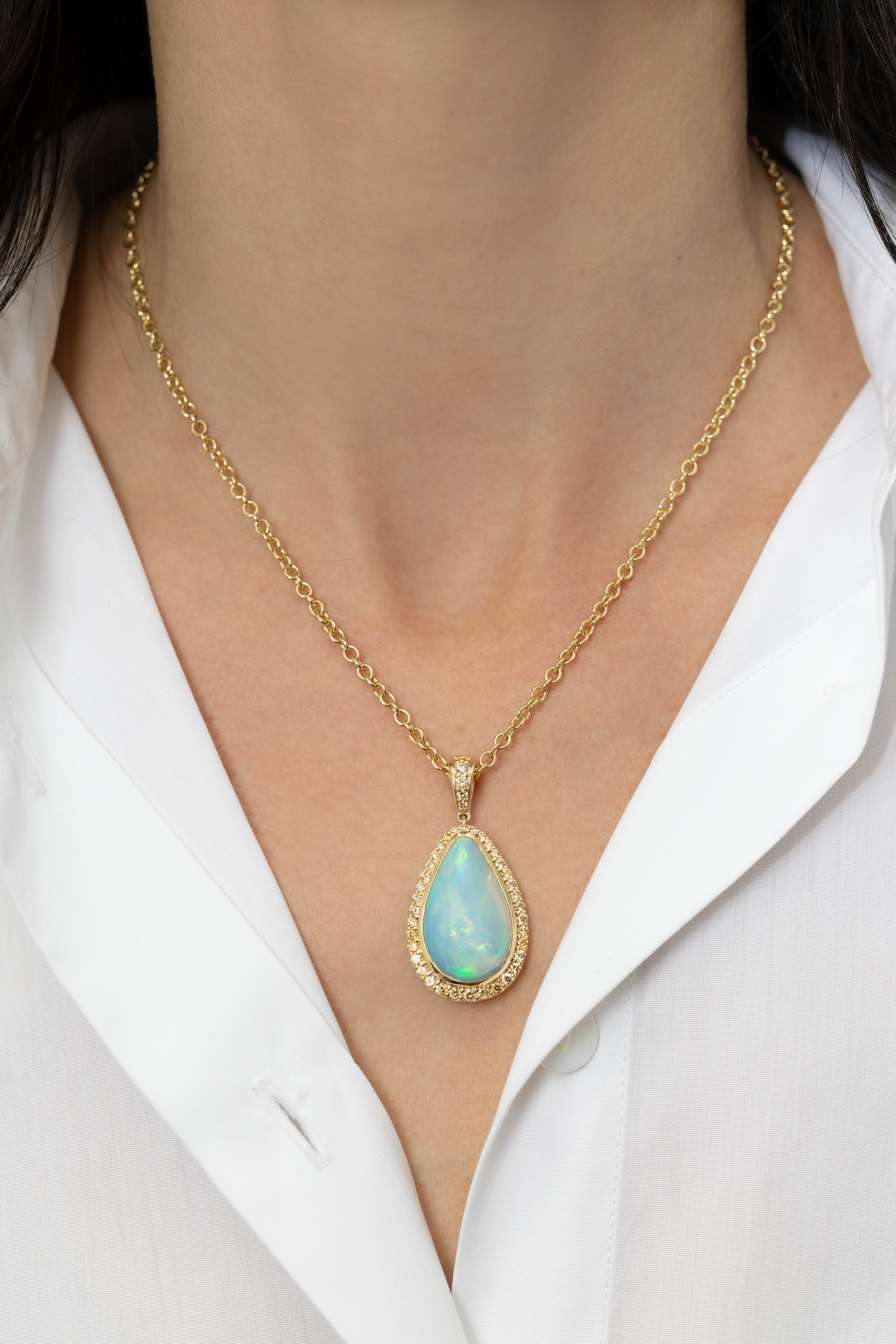 7.97 CARAT OPAL AND DIAMOND PENDANT