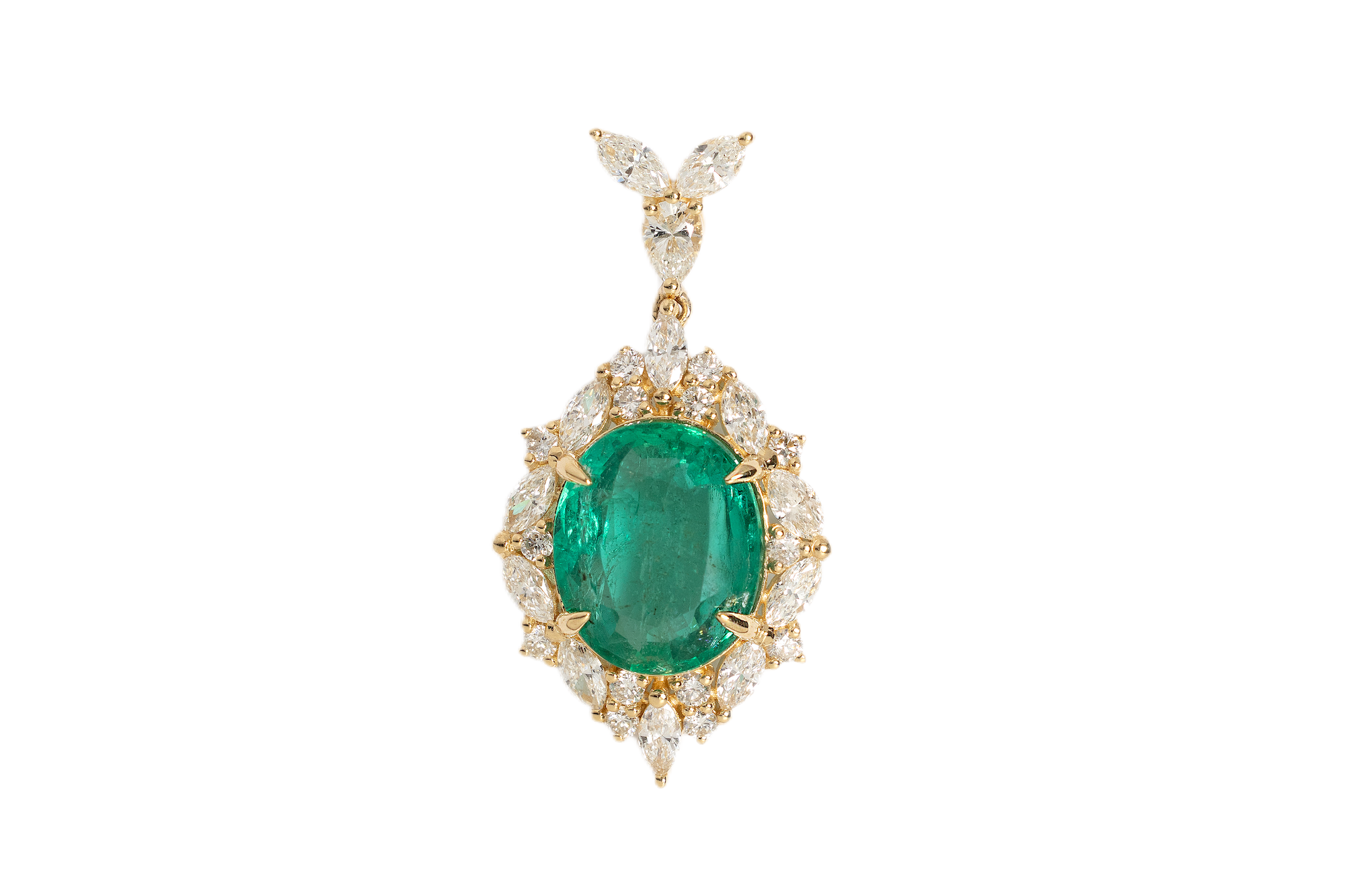 3.97 CARAT EMERALD AND DIAMOND PENDANT